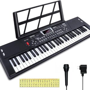 AersGu Piano Keyboard - 61 Key Keyboard Piano, Electric Piano Music Keyboard with Teaching Mode, Microphone, Sheet Music Stand and Power Supply, portable keyboard piano for Beginners