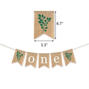 Greenery 1st Birthday Supplies Olive Green One Eucalyptus Leaves Burlap Bunting Banner Sage Green Balloon Tassel Nature Theme Party Decor