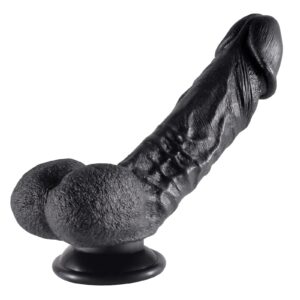 Shkanla Realistic Dildo for Beginners, Lifelike Silicone Dildo with Strong Suction Cup for Hands-Free Play, Penis for G-Spot Stimulator with Curved Shaft and Balls Anal Sex Toys for Women (Black S)