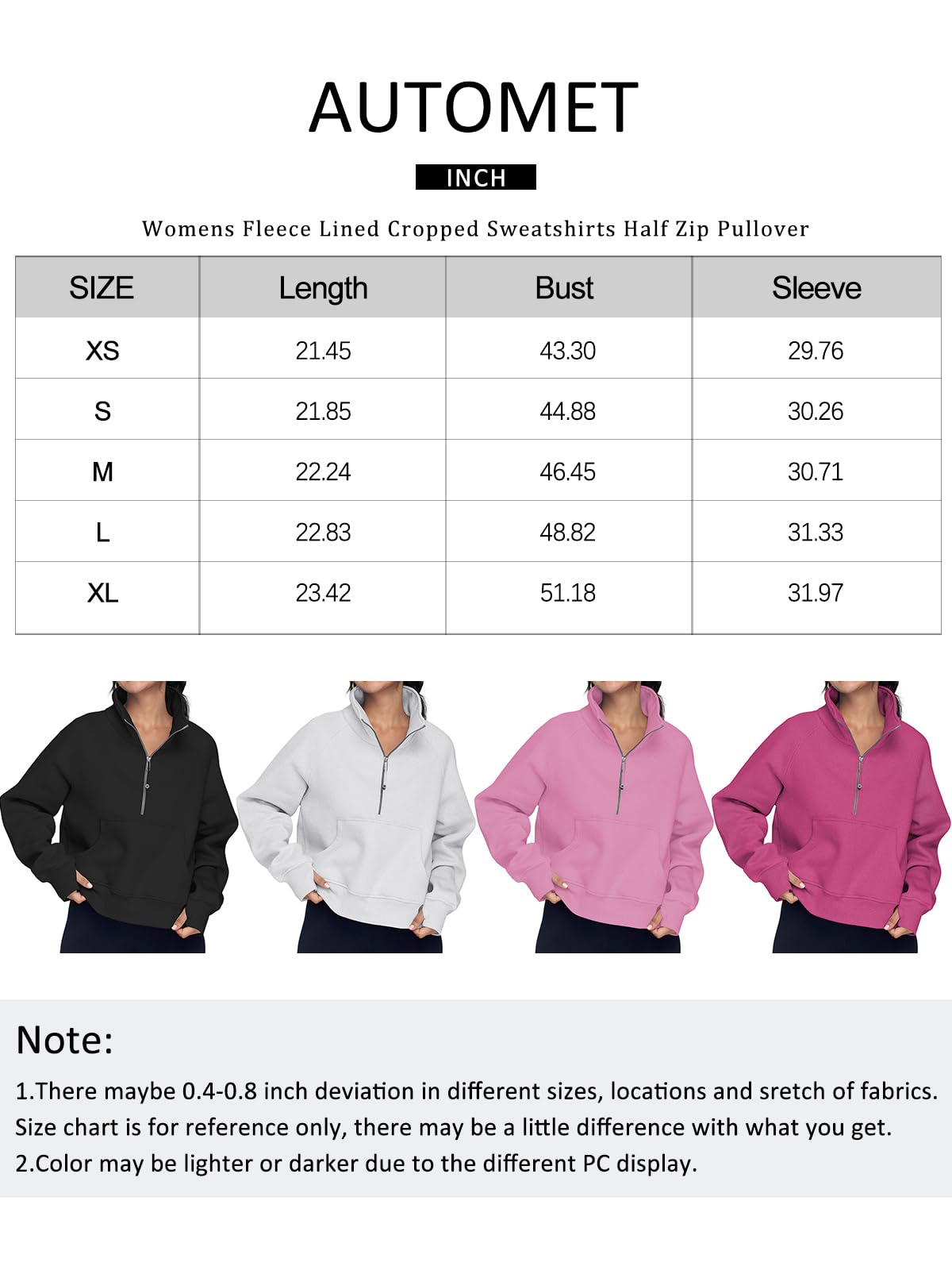 AUTOMET Womens Sweatshirts Half Zip Cropped Pullover Fleece Quarter Zipper Hoodies 2024 Fall Fashion Outfits Clothes Thumb Hole Coffee