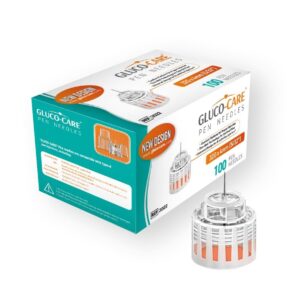 GLUCO-CARE Pen Tips 32G x 5/32’’ (4mm), Universal Fit, Optimal Skin-Contact Base for Comfort, Sterile, 100/bx