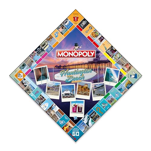 MONOPOLY Board game - Huntington Beach Edition: 2-6 Players Family Board Games for Kids and Adults, Board Games for kids 8 and up, for Kids and Adults, Ideal for Game Night