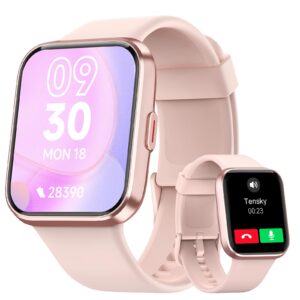 Smart Watch for Men Women(Call Receive/Dial), Alexa Built-in, 1.8" Touch Screen Fitness Tracker with Heart Rate Sleep Tracking, 100 Sports Modes, 5ATM Waterproof Smartwatch for Android iPhone, Pink