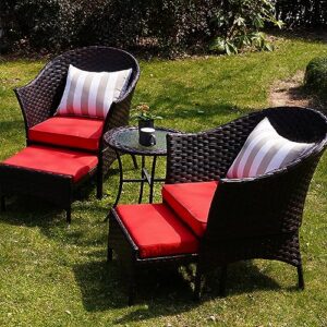 Elevon Patio Conversation Set Outdoor Wicker Furniture with 2 Chairs for Porch and Yard, OneSize, Red