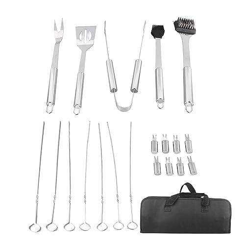 Stainless Steel Handmade Fine Brush Barbecue Grill Set 20 Piece Portable Outdoor Travel Barbecue Tool Set