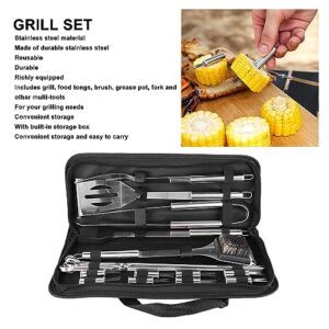 Stainless Steel Handmade Fine Brush Barbecue Grill Set 20 Piece Portable Outdoor Travel Barbecue Tool Set