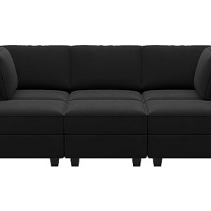 Belffin Modular Velvet Sectional Sofa with Chaise Lounge Sectional Sleeper Sofa with Storage Chaise Sofa Bed Couch for Living Room Black