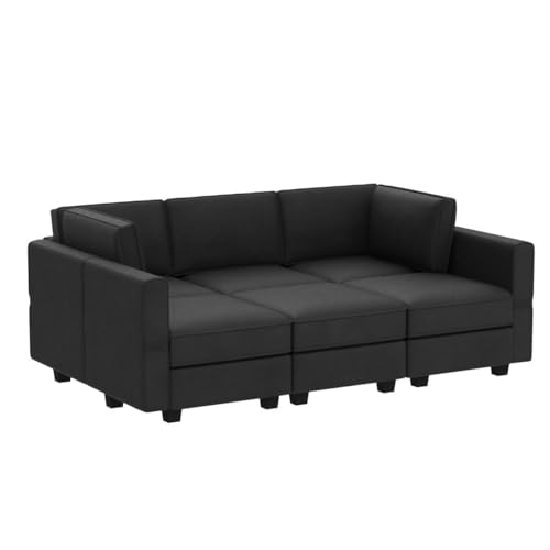 Belffin Modular Velvet Sectional Sofa with Chaise Lounge Sectional Sleeper Sofa with Storage Chaise Sofa Bed Couch for Living Room Black