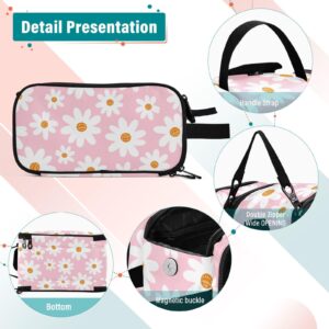 Sletend Large Capacity Cosmetic Bag Toiletry Bag for Men and Women Daisy Pink Print Portable Water Resistant Bathroom Shower Bag, Lightweight Dopp Kit Shaving Bag