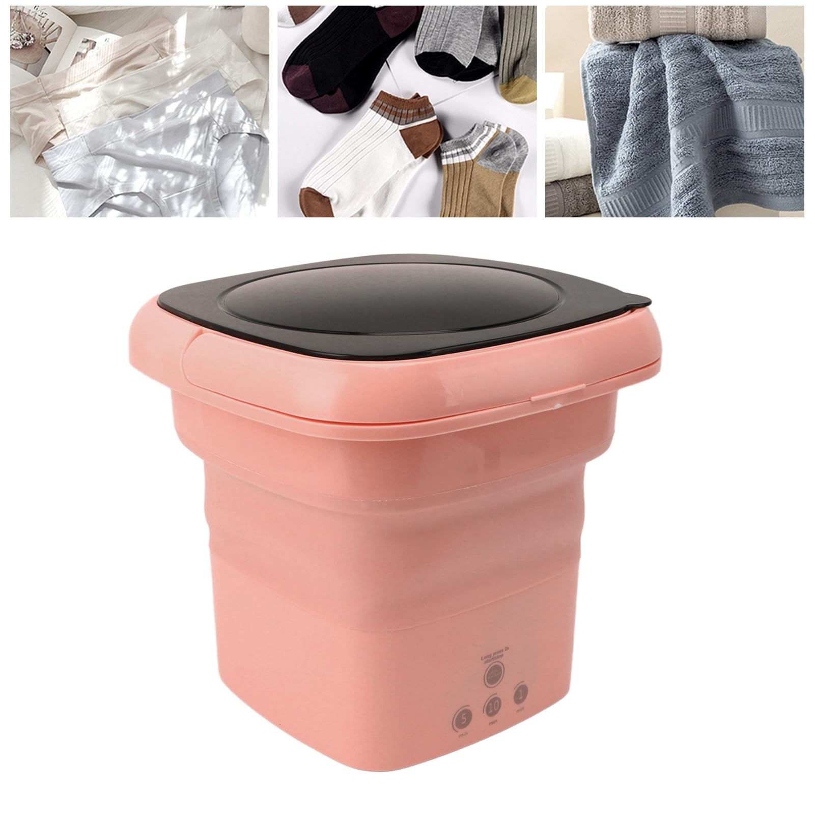 Mini Folding Bucket Washer, Foldable Washing Machine Portable Bucket Laundry Washer for RV Travel Apartment 100 to 240V (US Plug)