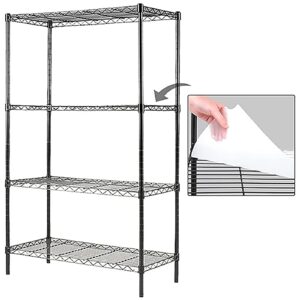 catalina creations 4-shelf shelving, steel wire rack with 4-shelf liners, 100 lbs loading capacity per shelf, heavy duty standing storage shelf units for garage (30w x 14d x 47h, black)