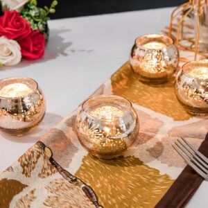 12 Pcs Votive Candle Holders Gold Fireworks Wedding Decor Tea Lights Holders Mercury Glass Tealight Candle Holder Centerpieces Table Decor Romantic Gifts for Valentine's Day Housewarming Party