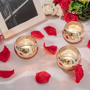 12 Pcs Votive Candle Holders Gold Fireworks Wedding Decor Tea Lights Holders Mercury Glass Tealight Candle Holder Centerpieces Table Decor Romantic Gifts for Valentine's Day Housewarming Party