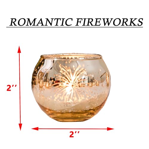 12 Pcs Votive Candle Holders Gold Fireworks Wedding Decor Tea Lights Holders Mercury Glass Tealight Candle Holder Centerpieces Table Decor Romantic Gifts for Valentine's Day Housewarming Party