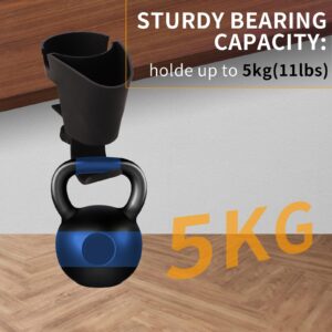 3 in 1 Desk Cup Holder - Organize Your Space with Headphone Hanger, Pen Holder, and Anti-Spill Cup Holder. Ideal for Water Bottles, Wheelchairs, Workstations, and Gaming Desk Accessories. (Black)