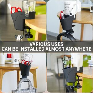 3 in 1 Desk Cup Holder - Organize Your Space with Headphone Hanger, Pen Holder, and Anti-Spill Cup Holder. Ideal for Water Bottles, Wheelchairs, Workstations, and Gaming Desk Accessories. (Black)