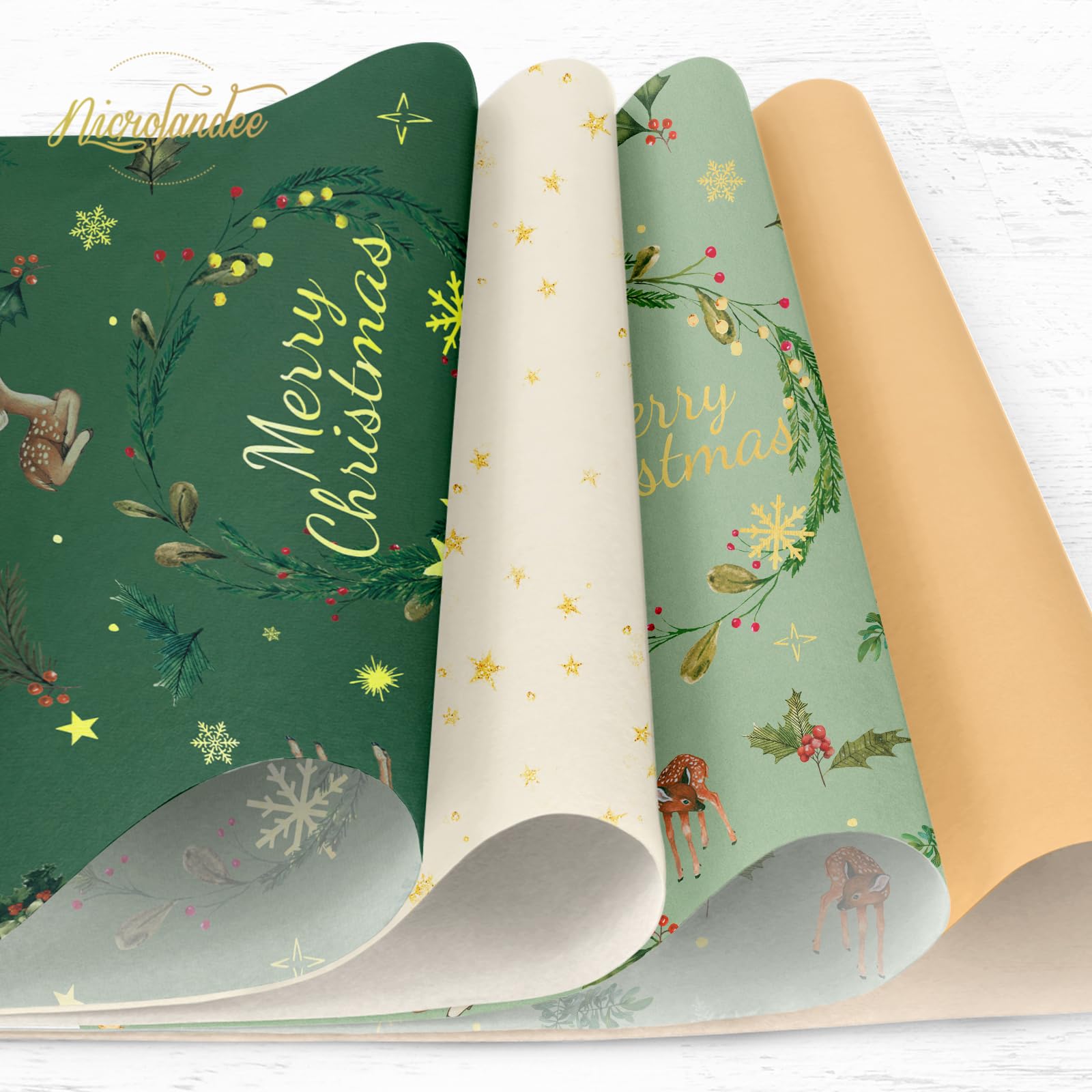 Nicrolandee Christmas Tissue Wrapping Paper 24 Sheets, 20 X15 Inches Christmas Tissue Paper for Gift Bags Wrapping, DIY Crafts Gift Wrap Paper for Xmas New Year Holiday Birthday Party