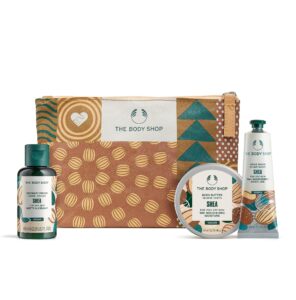 the body shop nutty & nourishing shea mini body care holiday gift set, vegan, 3-piece set