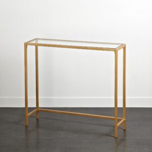 urban lifestyle tempered glass console table, gold