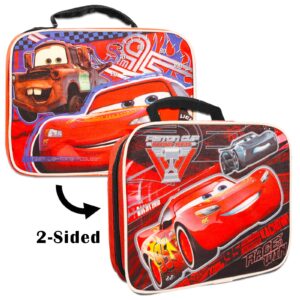 Disney Cars Backpack with Lunch Box Set - Bundle 16" Lightning Mcqueen Backpack, Lunch Bag, Tattoos, More | Cars Backpack and Lunchbox for Boys