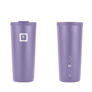 IRON °FLASK Classic Tumbler 2.0-2 Lids (Straw Flip), Vacuum Insulated Stainless Steel Water Bottle, Double Walled, Drinking cup, Thermos Travel Mug - Lavender, 24 Oz