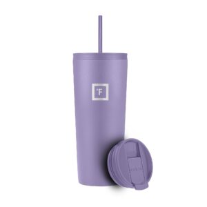 IRON °FLASK Classic Tumbler 2.0-2 Lids (Straw Flip), Vacuum Insulated Stainless Steel Water Bottle, Double Walled, Drinking cup, Thermos Travel Mug - Lavender, 24 Oz