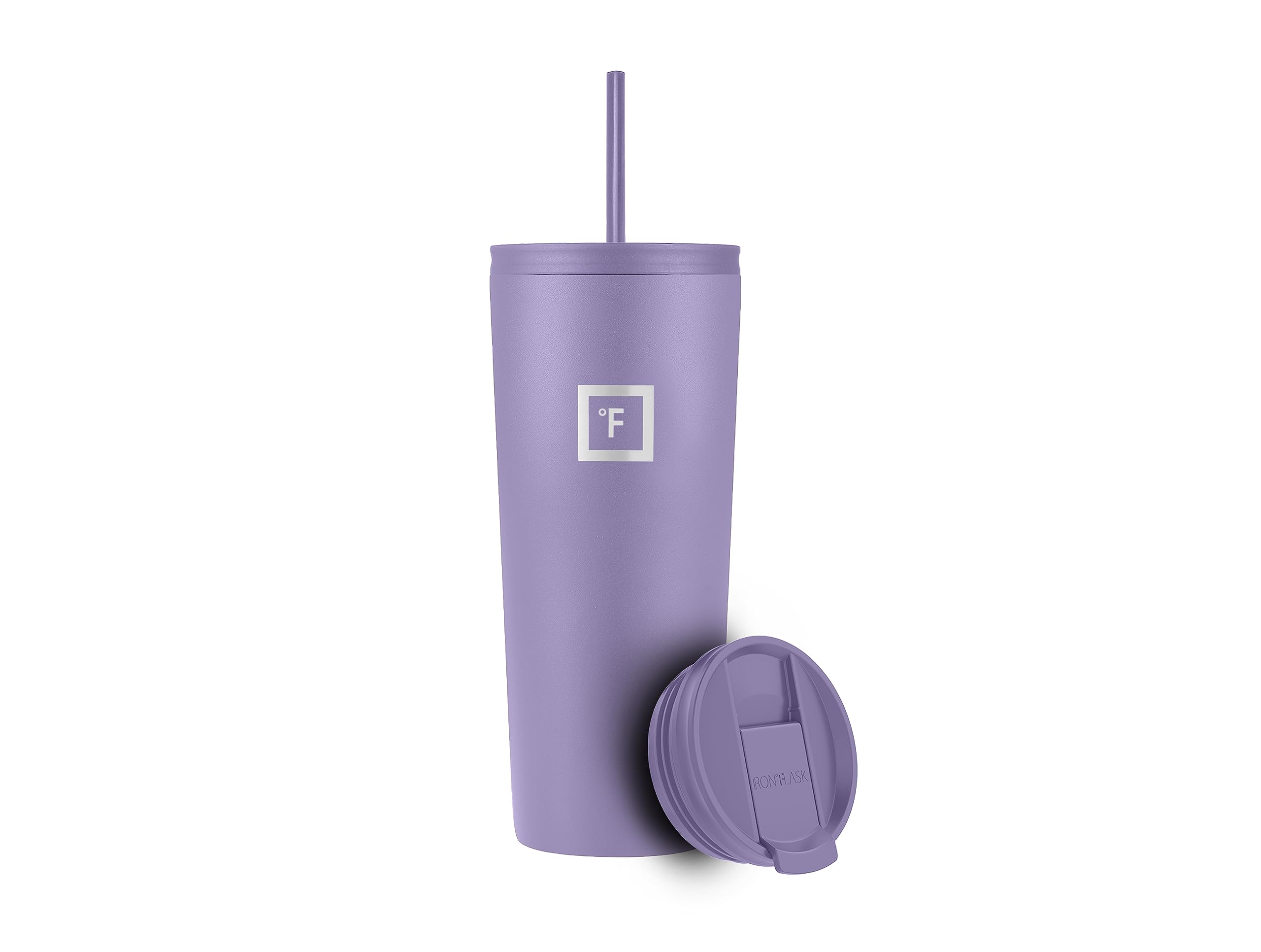 IRON °FLASK Classic Tumbler 2.0-2 Lids (Straw Flip), Vacuum Insulated Stainless Steel Water Bottle, Double Walled, Drinking cup, Thermos Travel Mug - Lavender, 24 Oz