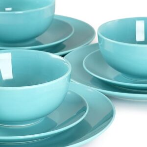 Elama Luna Porcelain Dinnerware Set (Blue), Service for 6, 18 Piece