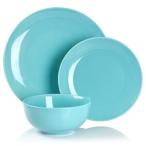 Elama Luna Porcelain Dinnerware Set (Blue), Service for 6, 18 Piece