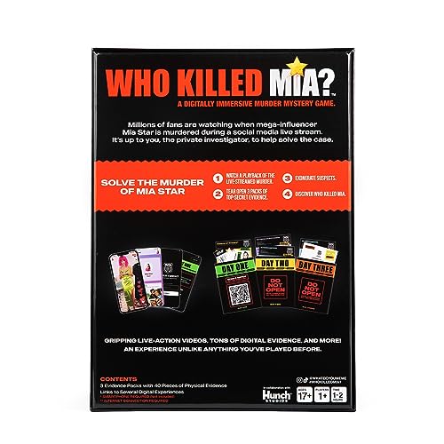 WHAT DO YOU MEME? Who Killed Mia — A Modern Murder Mystery Game True Crime Solving Games for Adults, Find Out who Killed Influencer Mia Star, for True Crime Fans