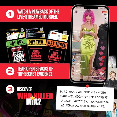 WHAT DO YOU MEME? Who Killed Mia — A Modern Murder Mystery Game True Crime Solving Games for Adults, Find Out who Killed Influencer Mia Star, for True Crime Fans