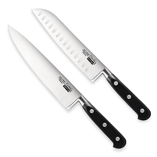 Cooks Standard High Carbon Stainless Steel Knife Set 2-Piece, 8" Chef’s Knife and 7" Santoku Knife Classic Sharp Kitchen Knives Set, Ergonomic Handle