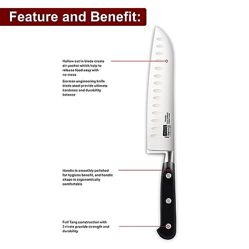 Cooks Standard High Carbon Stainless Steel Knife Set 2-Piece, 8" Chef’s Knife and 7" Santoku Knife Classic Sharp Kitchen Knives Set, Ergonomic Handle