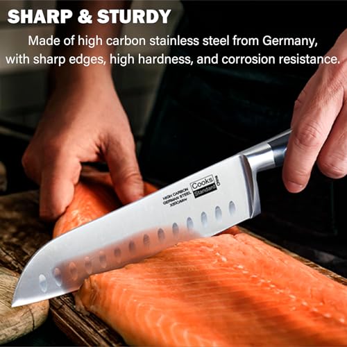 Cooks Standard High Carbon Stainless Steel Knife Set 2-Piece, 8" Chef’s Knife and 7" Santoku Knife Classic Sharp Kitchen Knives Set, Ergonomic Handle