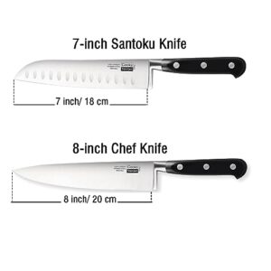 Cooks Standard High Carbon Stainless Steel Knife Set 2-Piece, 8" Chef’s Knife and 7" Santoku Knife Classic Sharp Kitchen Knives Set, Ergonomic Handle