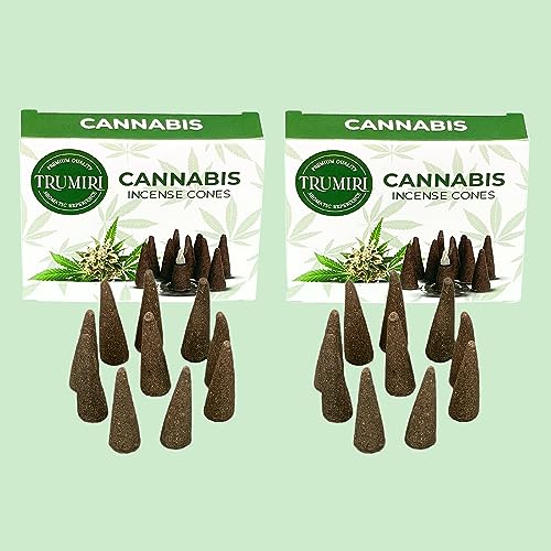 Cannabis Scented Incense Cones - Total 20 Cone Incense - Dual Pack of 10 Insence Cones - Incense Cones Scented - Cone Incense Scents - Insense Cones - Incent Cone