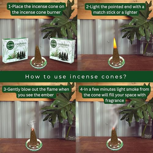 Cannabis Scented Incense Cones - Total 20 Cone Incense - Dual Pack of 10 Insence Cones - Incense Cones Scented - Cone Incense Scents - Insense Cones - Incent Cone