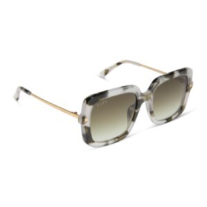 DIFF Sandra Designer Oversized Square Sunglasses for Women UV400 Protection, Kombu + Olive Gradient