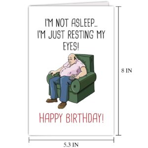 Funny Birthday Card for Men, Humorous Birthday Card for Dad Grandpa Uncle, Happy Birthday Card for Old Guy, Not Asleep Just Resting Eyes