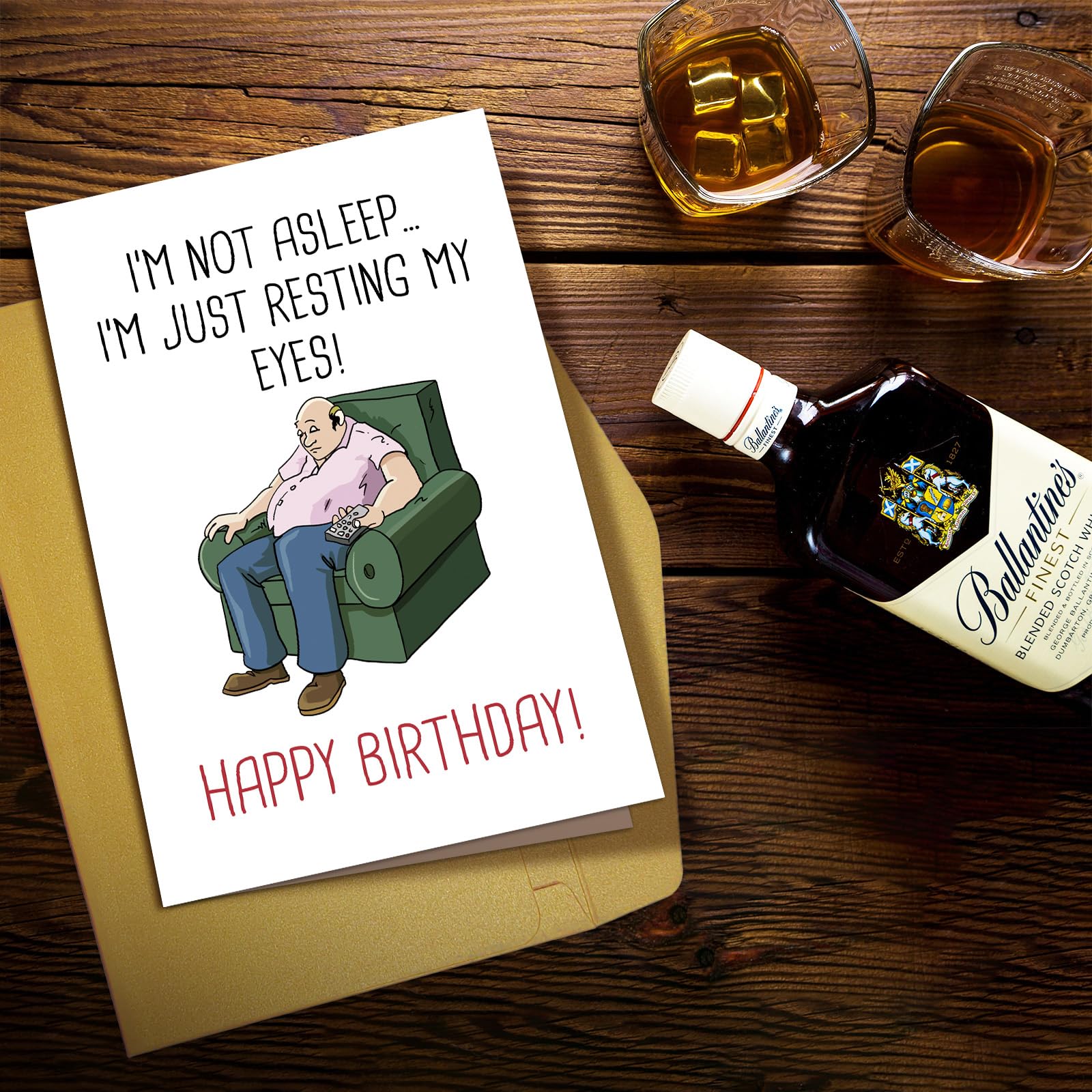 Funny Birthday Card for Men, Humorous Birthday Card for Dad Grandpa Uncle, Happy Birthday Card for Old Guy, Not Asleep Just Resting Eyes