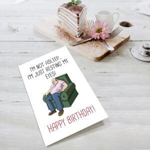 Funny Birthday Card for Men, Humorous Birthday Card for Dad Grandpa Uncle, Happy Birthday Card for Old Guy, Not Asleep Just Resting Eyes