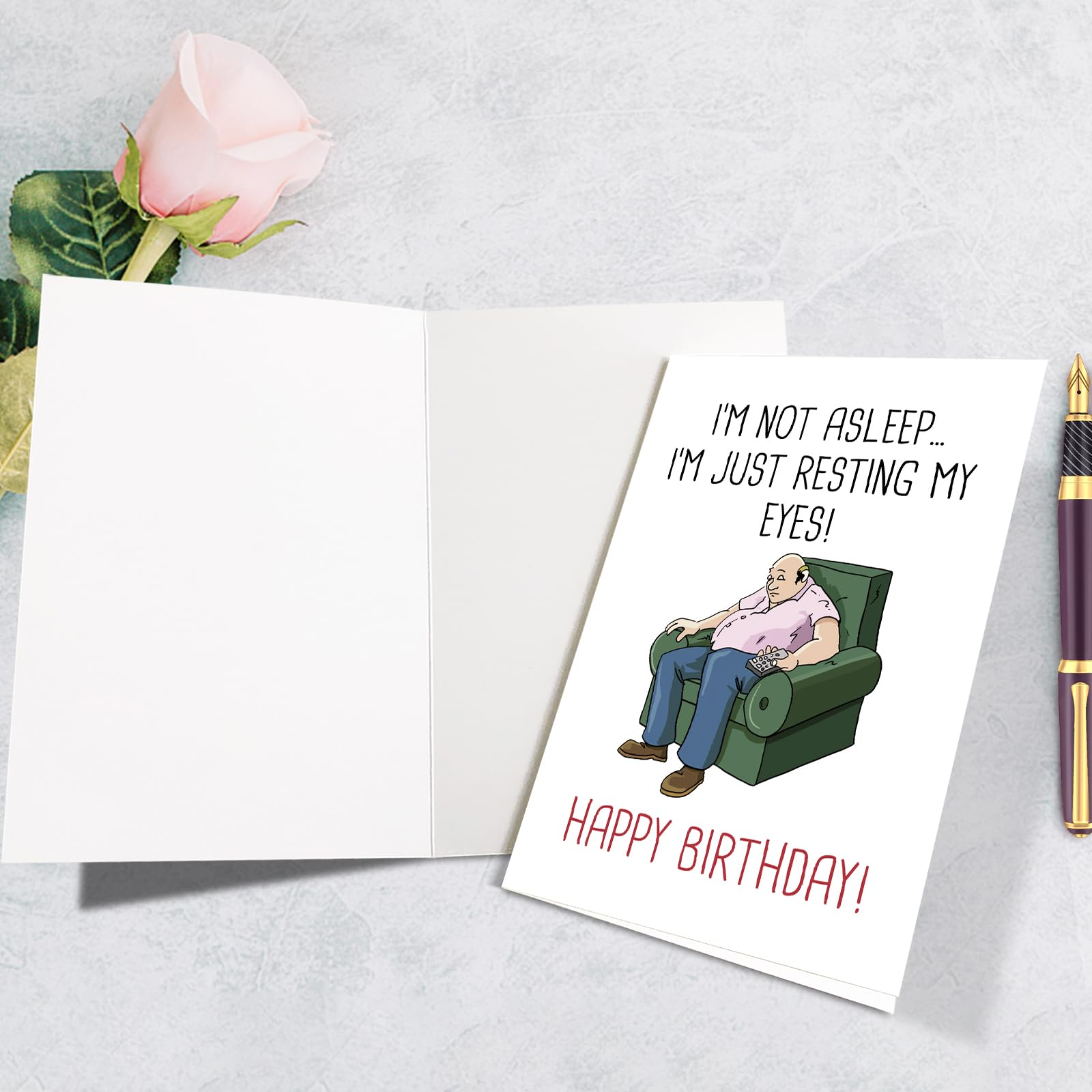 Funny Birthday Card for Men, Humorous Birthday Card for Dad Grandpa Uncle, Happy Birthday Card for Old Guy, Not Asleep Just Resting Eyes