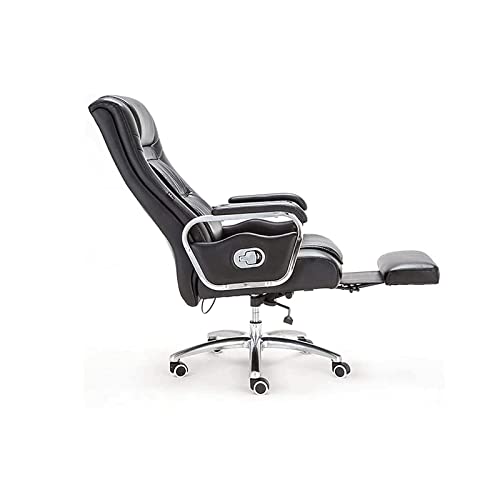 Office Chair Managerial Executive Chairs Boss Chair Ergonomics Chair Computer Game Chair with Fixed Armrest White Leather (Color : Black)