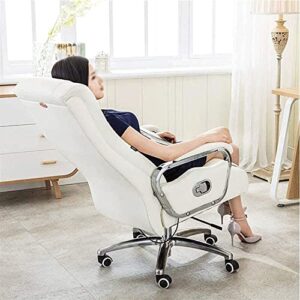 Office Chair Managerial Executive Chairs Boss Chair Ergonomics Chair Computer Game Chair with Fixed Armrest White Leather (Color : Black)