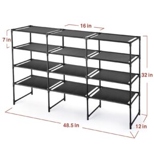 HOUSE AGAIN 5 Tier Long Shoe Rack for Closet, Shoe Shelf 30-Pairs Wide Non-Woven Cloth Max Weight 100LBS, Storage Organize for Floor, Bedroom, Entryways, Garages, Dorm, Apartments, Black