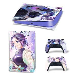 TANOKAY PS5 Console Skin and Controller Skin Set | Kochou Shinobu | Matte Finish Vinyl Wrap Sticker Full Decal Skins | Compatible with Sony Playstation 5 Digital Version