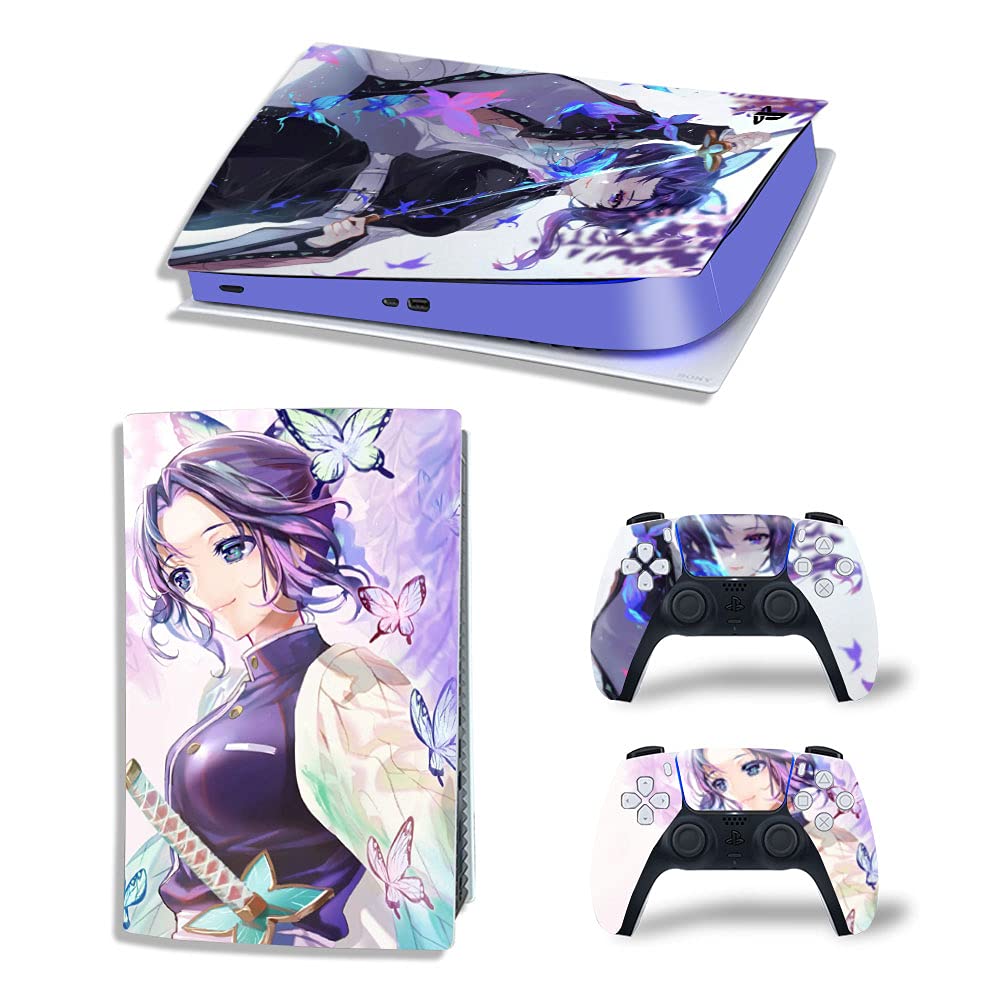 TANOKAY PS5 Console Skin and Controller Skin Set | Kochou Shinobu | Matte Finish Vinyl Wrap Sticker Full Decal Skins | Compatible with Sony Playstation 5 Digital Version