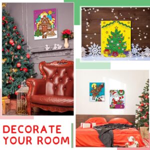 Cholemy 10 Pcs Christmas Pre Drawn Canvas for Painting 7.87 x 9.84 Inch Santa Snowman Canvas Boards with 1 Coloring Card Cute Canvas with Designs to Paint for Xmas DIY Paint Art Supplies, 10 Styles