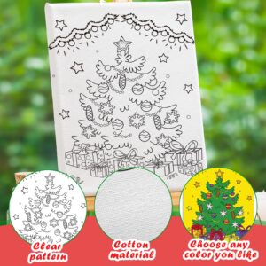 Cholemy 10 Pcs Christmas Pre Drawn Canvas for Painting 7.87 x 9.84 Inch Santa Snowman Canvas Boards with 1 Coloring Card Cute Canvas with Designs to Paint for Xmas DIY Paint Art Supplies, 10 Styles