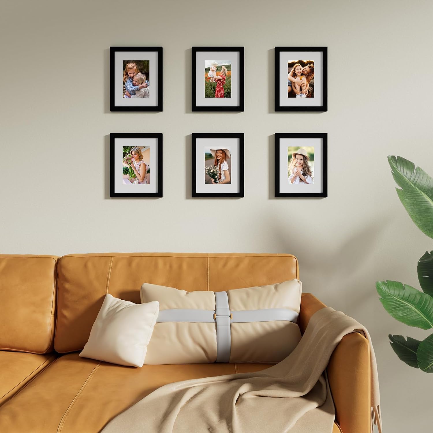 Vittanly 8x10 Picture Frames Set of 9, Display 5x7 Pictures with Mat or 8x10 without Mat, Collage Frames for Wall or Tabletop, Engineered Wood, Black